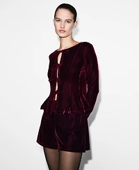 Mango Women's Bows Velvet Blouse