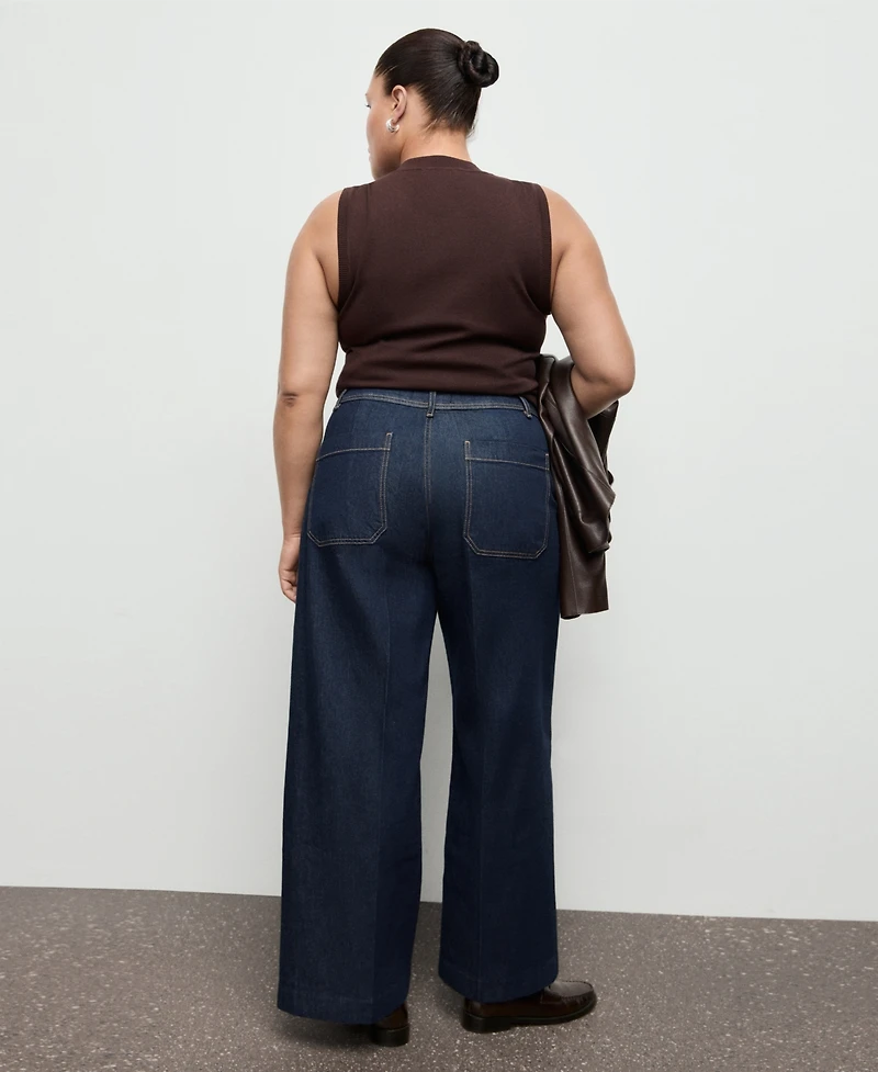 Mango Women's Pockets Wide-Leg Jeans