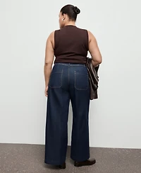 Mango Women's Pockets Wide-Leg Jeans