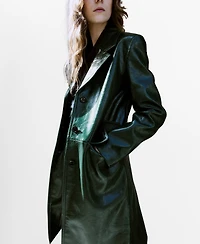 Mango Women's Long Faux-Leather Coat