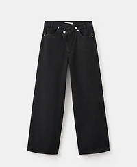 Mango Women's Crossover Waistband Wide-Leg Mid-Rise Jeans