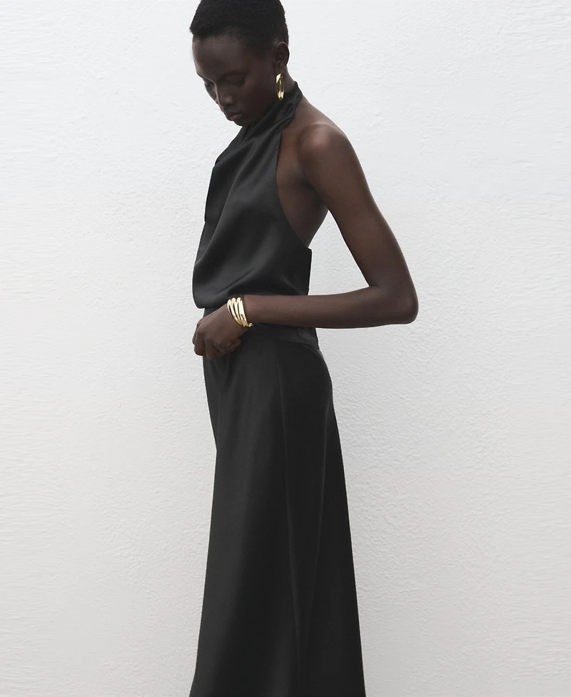 Mango Women's Satin Long Skirt