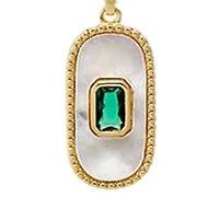 by Adina Eden Green Cubic Zirconia Mother Of Pearl Elongated Dog Tag Necklace