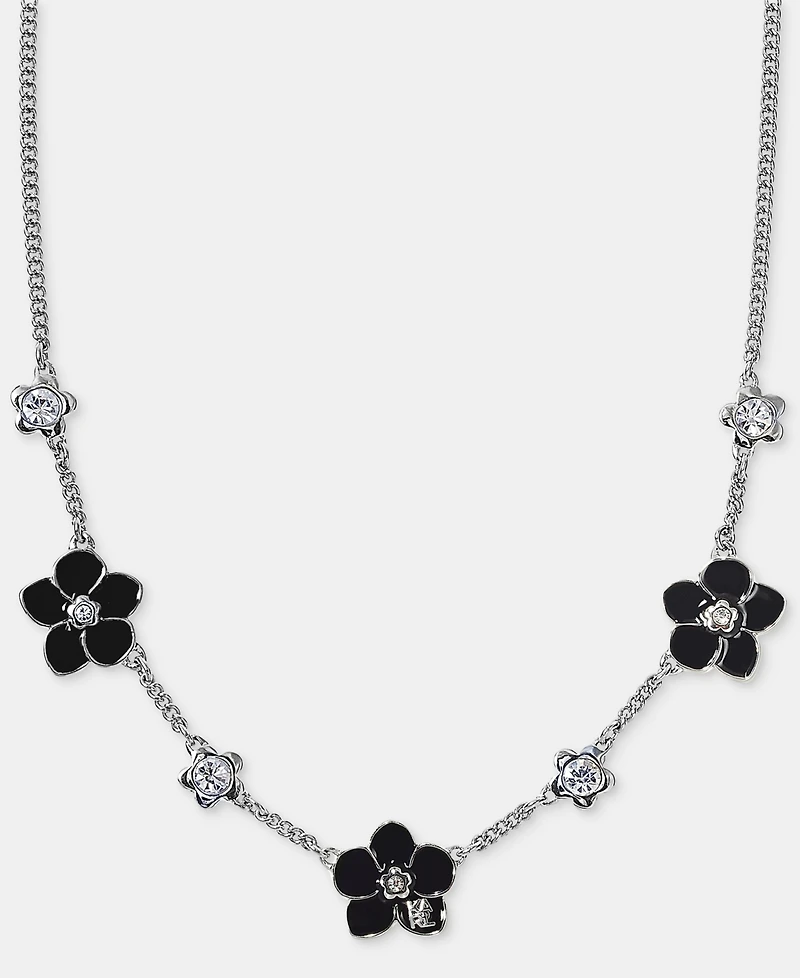 Karl Lagerfeld Paris Crystal & Logo Flower Collar Necklace, 16" + 3" extender