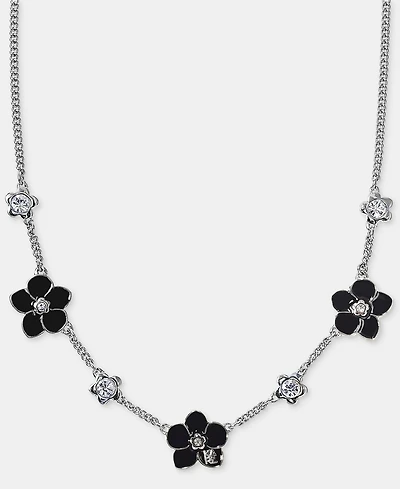 Karl Lagerfeld Paris Crystal & Logo Flower Collar Necklace, 16" + 3" extender