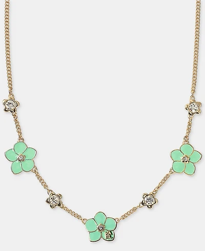 Karl Lagerfeld Paris Crystal & Logo Flower Collar Necklace, 16" + 3" extender