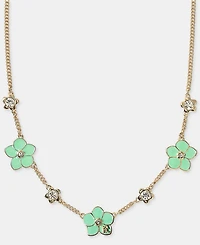 Karl Lagerfeld Paris Crystal & Logo Flower Collar Necklace, 16" + 3" extender