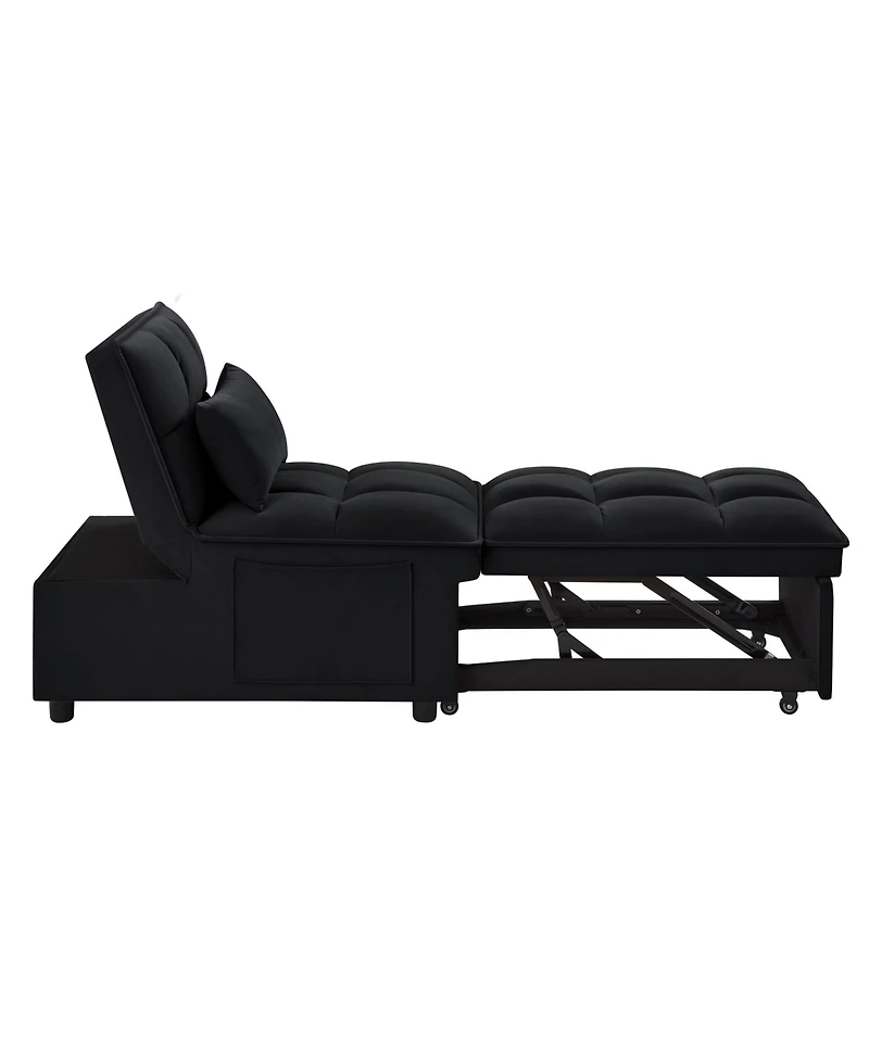 sumyeg 4-in-1 Convertible Sofa Bed with Storage Pockets Adjustable Backrest and Chaise Lounge