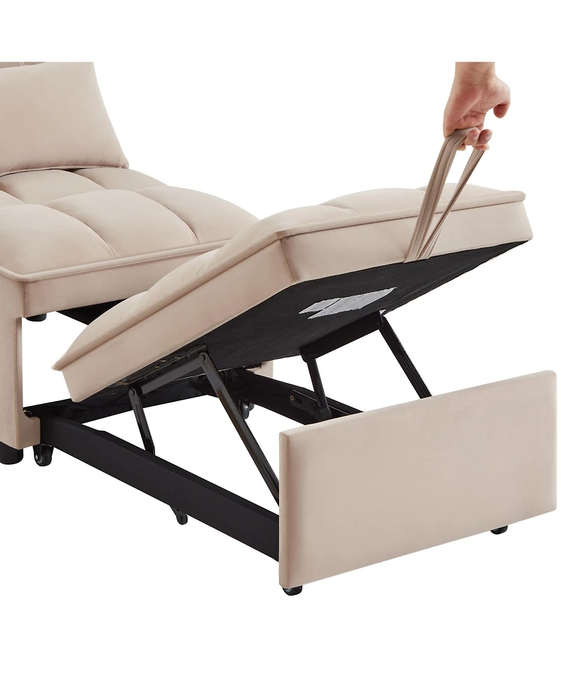 sumyeg 4-in-1 Convertible Sofa Bed with Storage Pockets Adjustable Backrest and Chaise Lounge