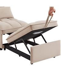 sumyeg 4-in-1 Convertible Sofa Bed with Storage Pockets Adjustable Backrest and Chaise Lounge