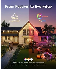 eufy Permanent Outdoor Lights E22, 100ft+ 50ft kit (Total 150ft) with 90 Triple-led Lights