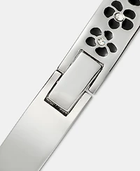 Karl Lagerfeld Paris Gold-Tone Purple Flower Inlay Polished Bangle Bracelet