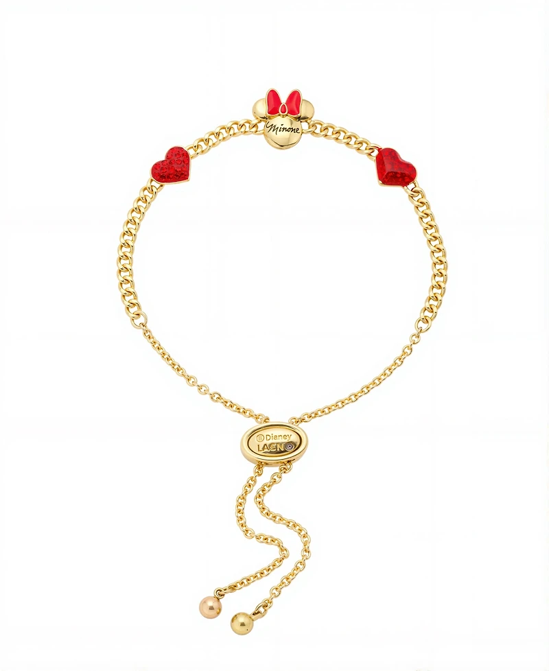 Disney Minnie Mouse Enamel Heart Bolo Bracelet