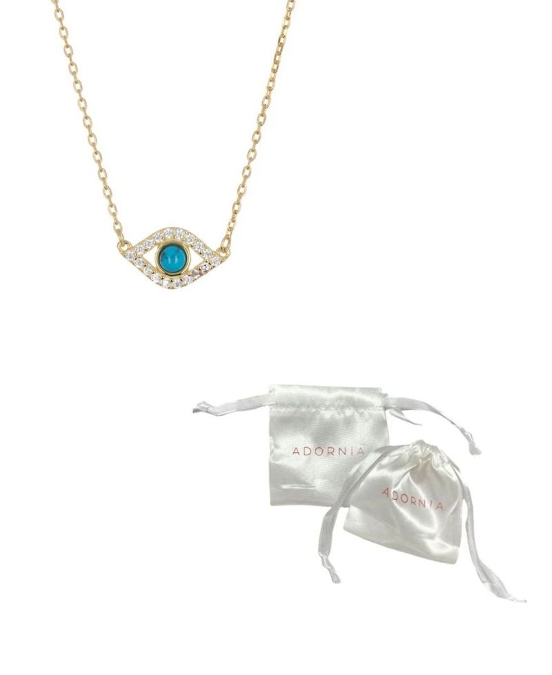 Adornia 14k Gold-Plated Evil Eye Charm Pendant Necklace, 15" + 2" extender