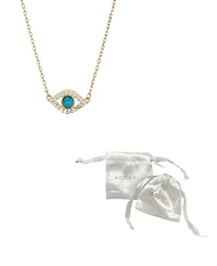 Adornia 14k Gold-Plated Evil Eye Charm Pendant Necklace, 15" + 2" extender