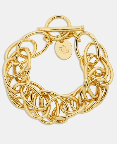 Lauren Ralph Lauren Gold-Tone Multi Link Toggle Bracelet