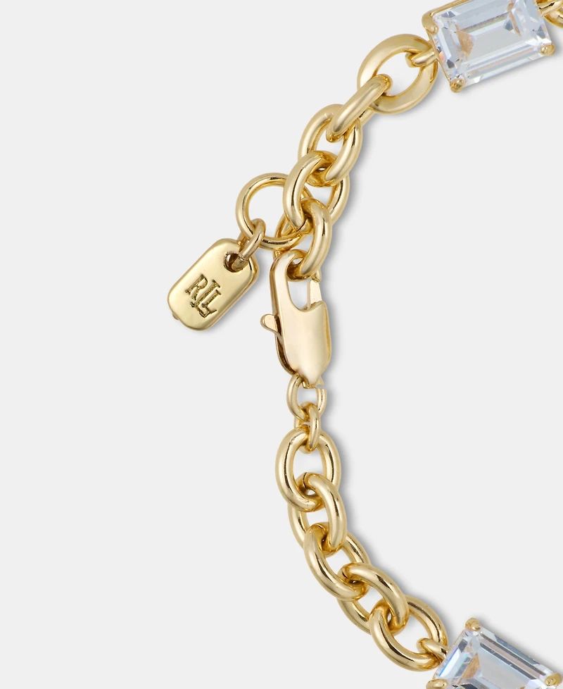 Lauren Ralph Lauren Gold-Tone Cubic Zirconia Chain Link Bracelet