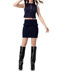 Ivonne Women's Front-Zip Crop Top