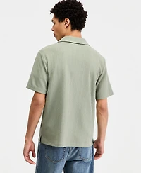 Sun + Stone Men's Textured Chevron Knit Short Sleeve Button-Front Camp Shirt, Created for Macy's