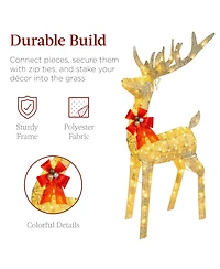 Best Choice Products Lighted Christmas 4ft Reindeer & Sleigh Outdoor Yard Decoration Set w/ 205 Led Lights, Stakes
