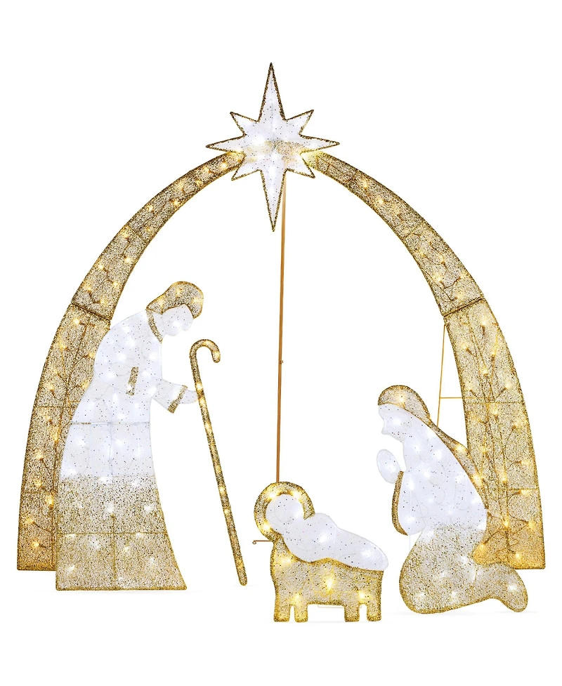 Best Choice Products Lighted 2D Christmas Nativity Scene Outdoor Decor w/ Twinkling Led Lights