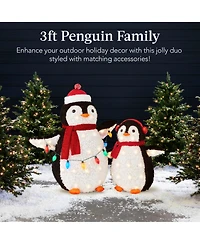 Best Choice Products 2-Piece Lighted 3ft Pop-Up Penguin Family Outdoor Christmas Decoration w/ 150 Led Lights