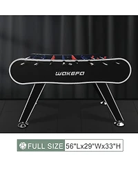 Rbied 56 Inch Foosball Table for Adults and Teens, Black Mdf Soccer Game Table with 2 Balls and Drink Holders for Game Room or Home Entertainment