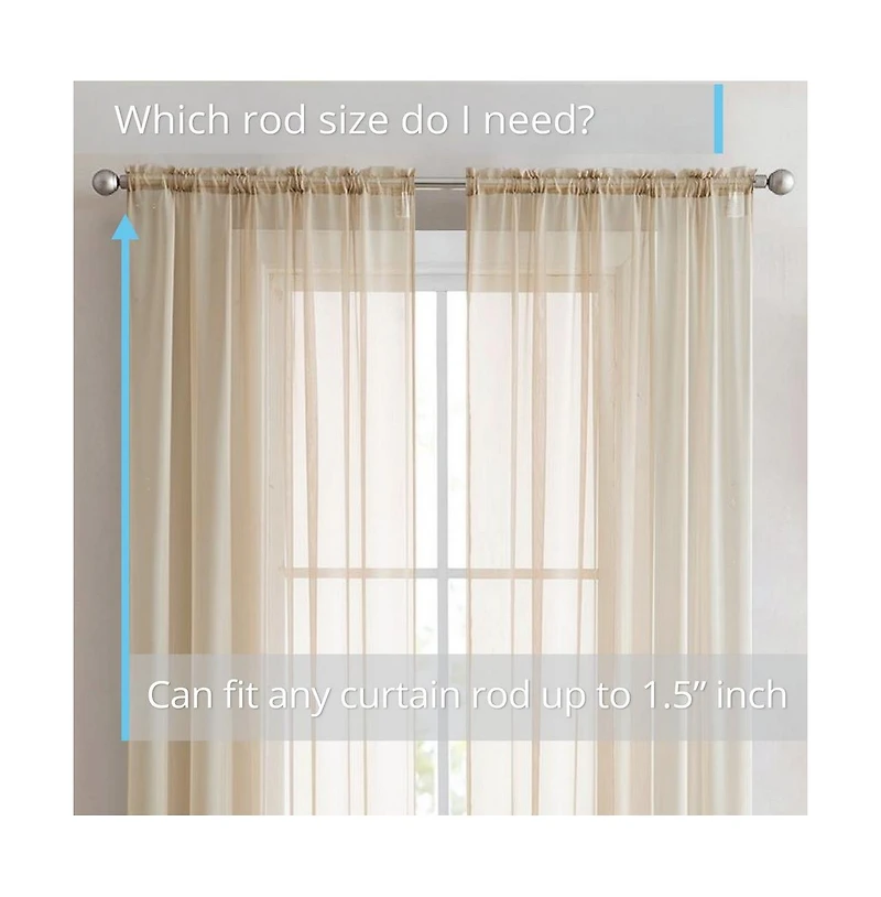 Hlc.me Essentials Sheer Voile Window Treatment Rod Pocket Curtain Panels