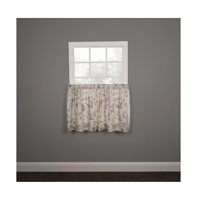 Ellis Curtain Abigail Design Printed Room Darkening 2-Piece Window Rod Pocket Pair Set With 2 Tiers - 56x24" - 56" x 24" Lilac