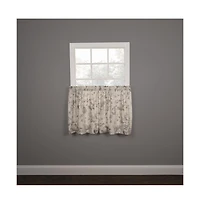 Ellis Curtain Abigail Design Printed Room Darkening 2-Piece Window Rod Pocket Pair Set With 2 Tiers - 56x24" - 56" x 24" Lilac