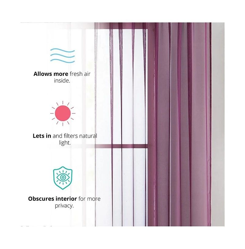 Hlc.me Essentials Sheer Voile Window Treatment Rod Pocket Curtain Panels