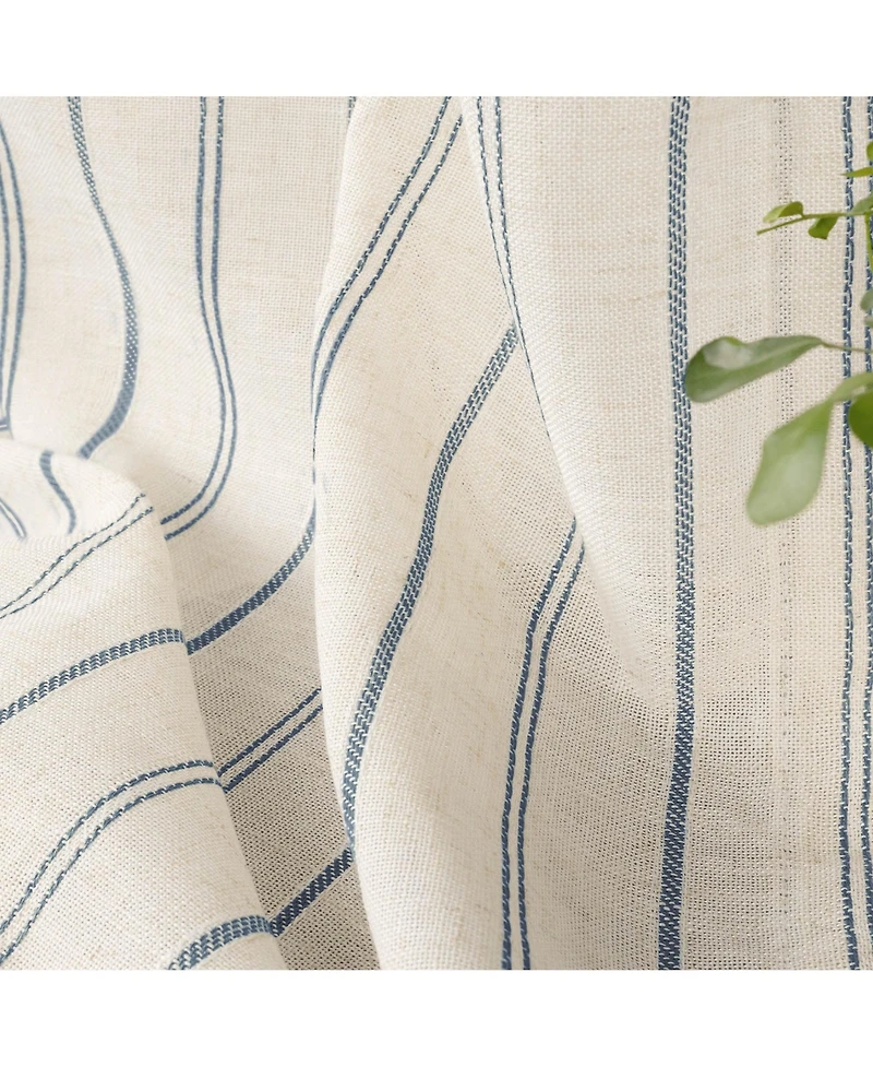 Awesome Home Linen Blend Geometric Striped Light Filtering Curtains Pair