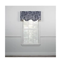 Ellis Curtain Meadow High Quality Room Darkening Solid Natural Color Lined Scallop Window Valance - 50 x15", Cobalt