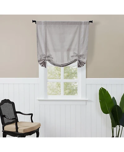 Kate Aurora Country Farmhouse Cotton Striped Rod Pocket Tie Up Window Curtain Panel - Brown/Stone