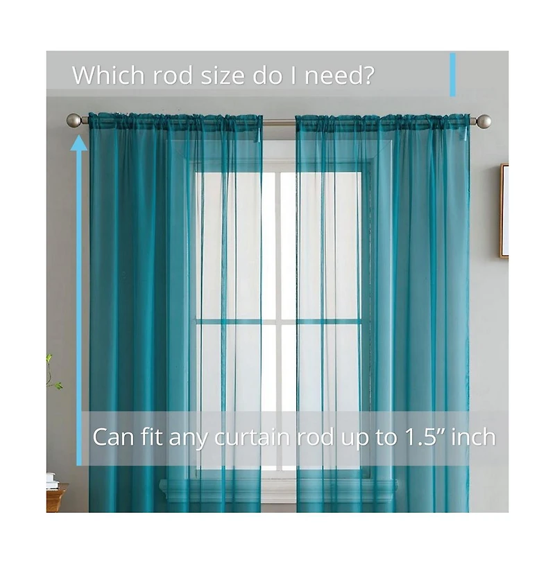 Hlc.me Essentials Sheer Voile Window Treatment Rod Pocket Curtain Panels
