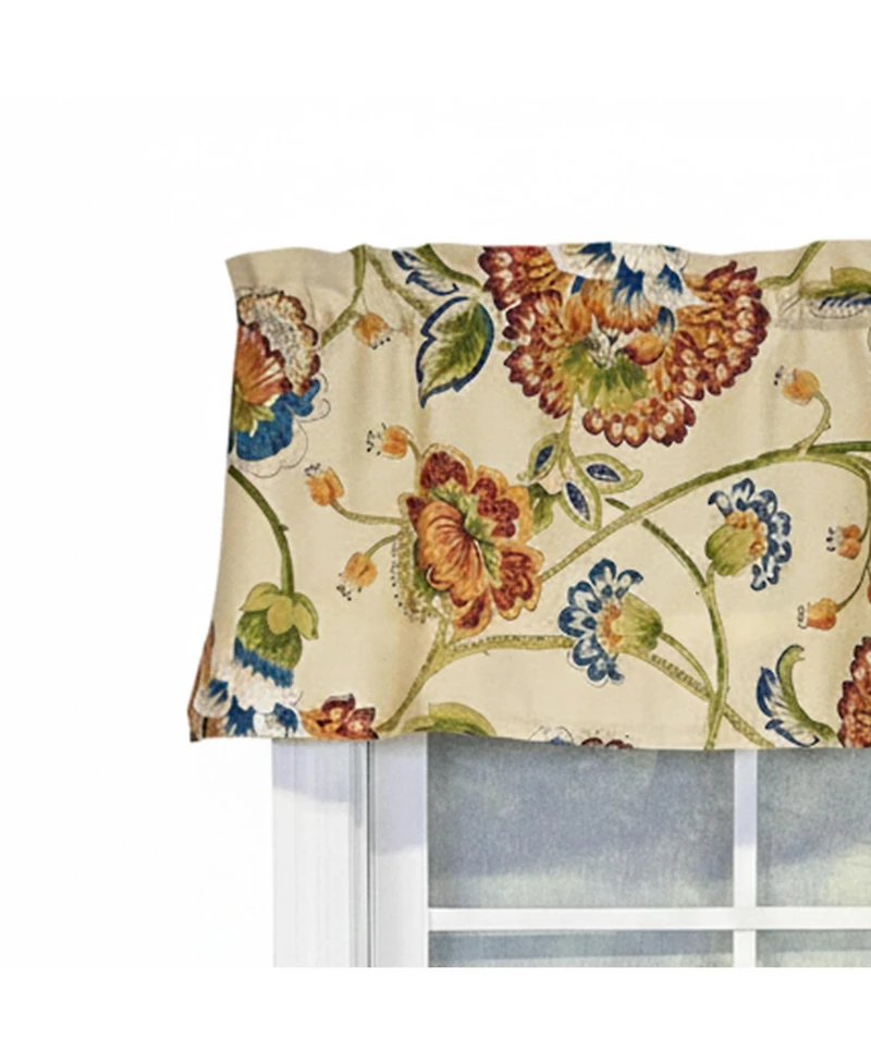 Rlf Home 100% Cotton High Quality Moira Tailored Window Valance with 1.5" Rod Pocket 50" W X 12" L Multi
