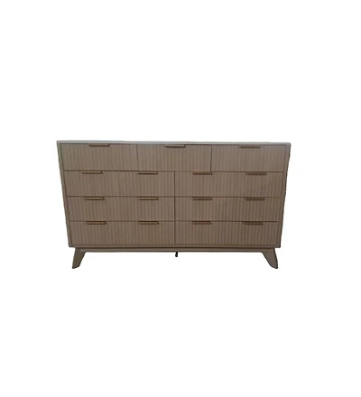 gaomon 54" Wide 9 Drawer Dresser,Wooden Chest of Drawers with Fluted Wave Pattern, Metal Handles, Modern Tv Stand Dresser Curved Profile