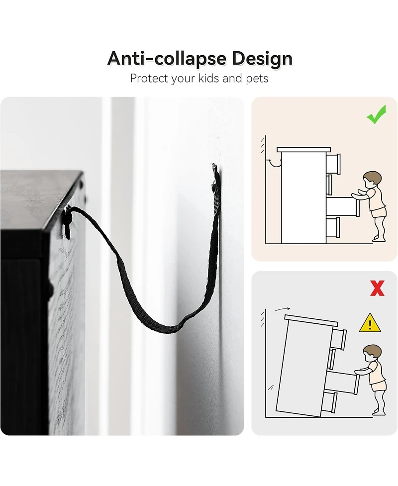 Gaomon 6-Drawer Rattan Dresser, Natural Woven Fronts with Solid Metal Legs