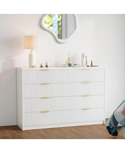 gaomon 8 Drawer Fluted Dresser for Bedroom, 55" Wide Modern Chest of Drawers with Metal Handle, Wood Tv Stand, Large
