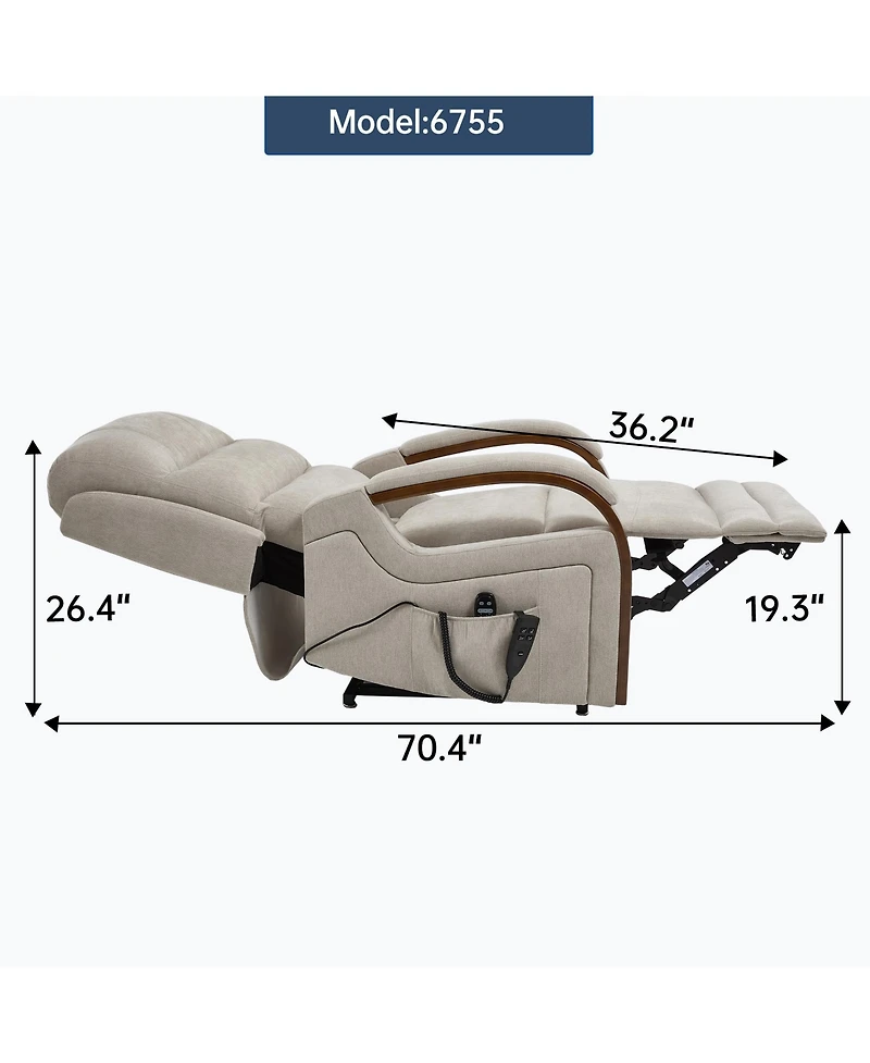 Streamdale Power Beige Chenille Lift Recliner w/ Heat & Massage