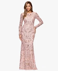 Xscape Womens Sequinned Embroidered Evening Gown
