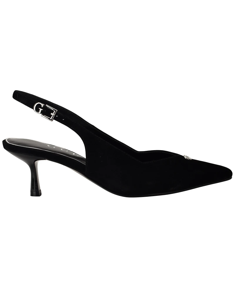 Guess Women's Yannick Embellished Kitten Heel Slingback Pumps