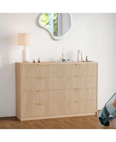 gaomon 8 Drawer Fluted Dresser for Bedroom, 55" Wide Modern Chest of Drawers with Metal Handle, Wood Tv Stand, Large