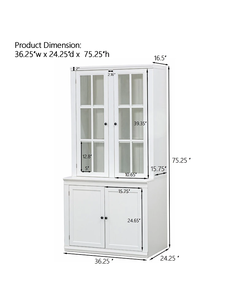 Hd Glass Door Display Cabinet with Retro Modern Design Ample Storage and Expandable Modular System