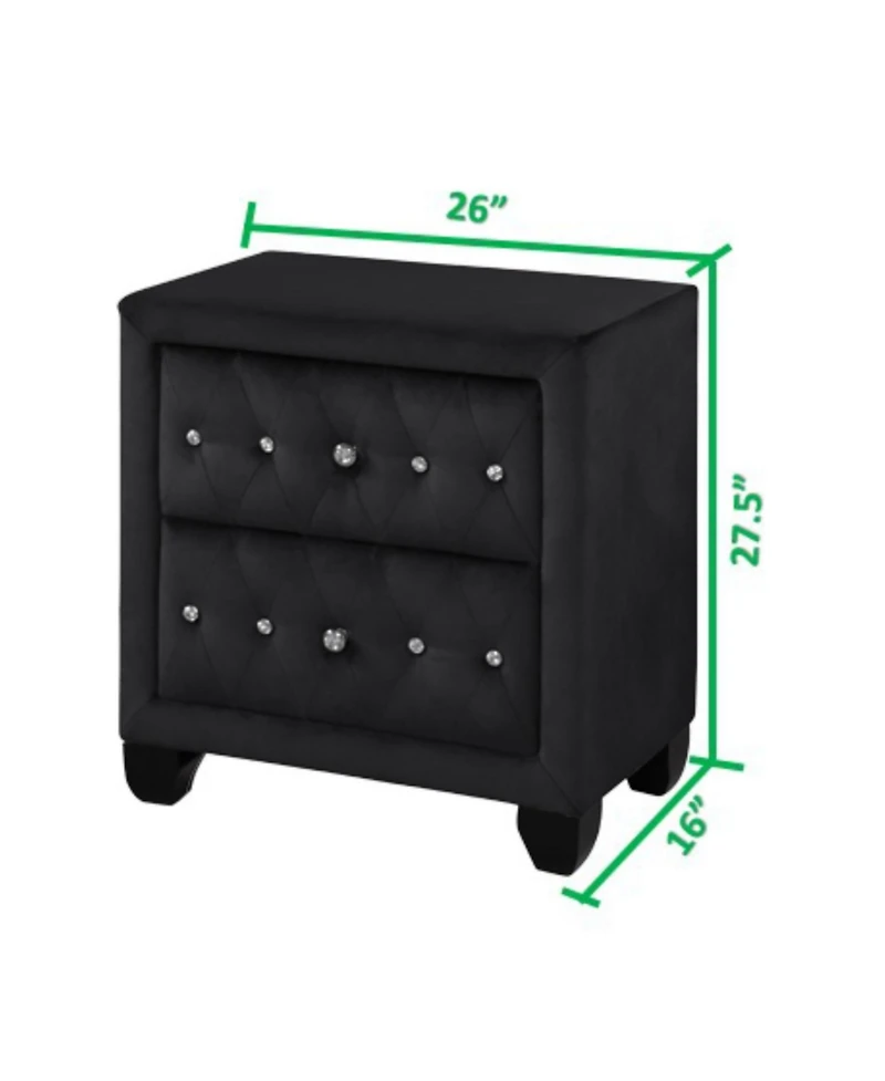 Streamdale Sophia Nightstand In Color Black Made With Wood