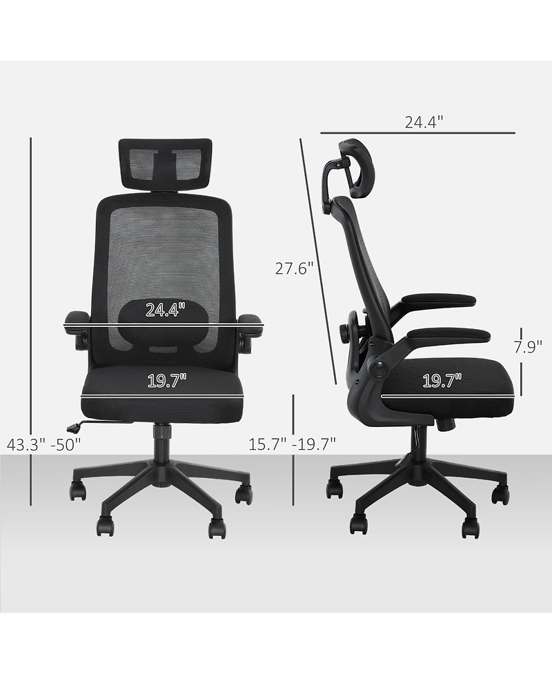 Homcom Ergonomic Office Chair, Mesh Desk Chair with Lumbar Support,