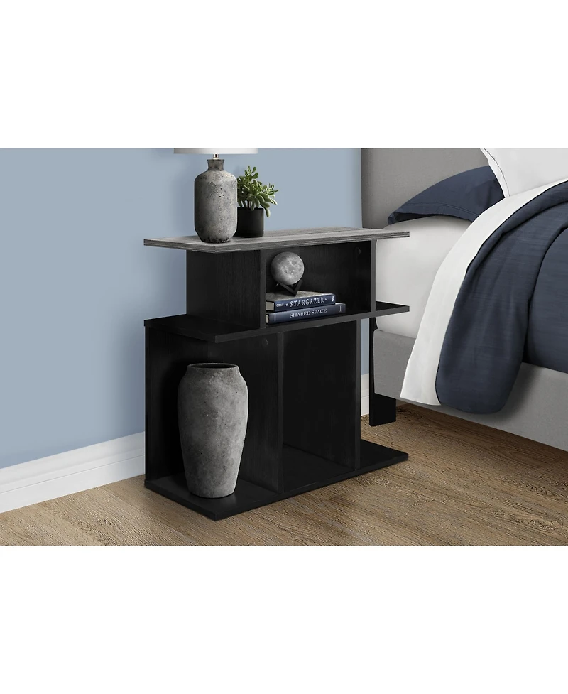 Lovmor Accent Table, Side, End, Nightstand, Lamp, Living Room, Bedroom, Black And Grey Laminate, Contemporary, Modern