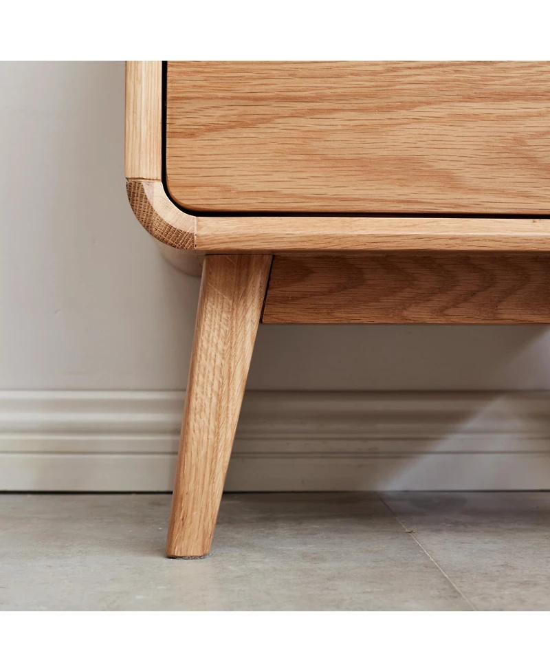 Streamdale Furniture Pure Solid Wood Bedside Cabinet Modern Simple Nightstands Oak Nordic Storage Cabinet