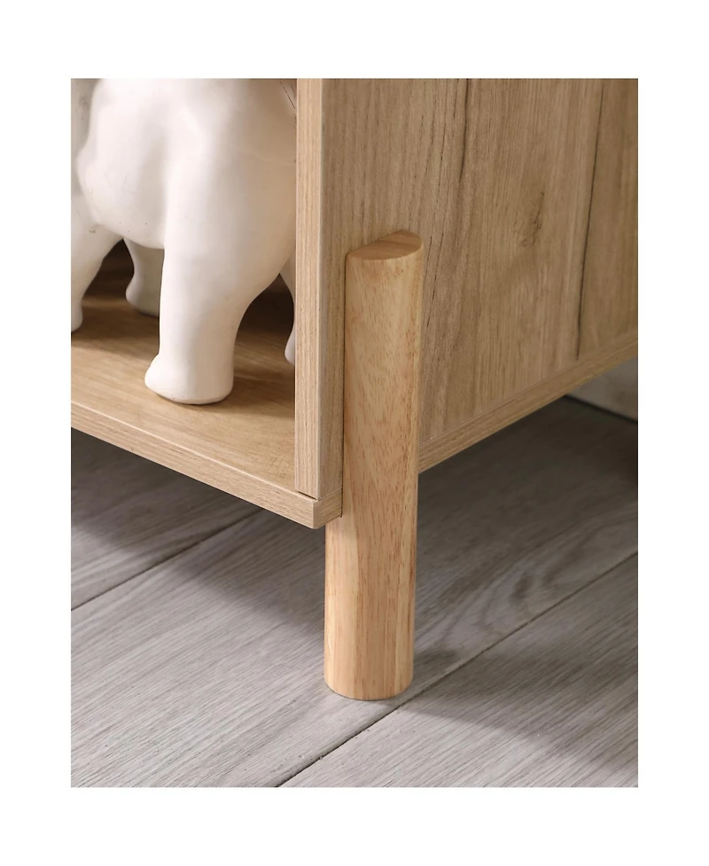 Streamdale Furniture Mid-Century Modern Rattan Door Storage Cabinet