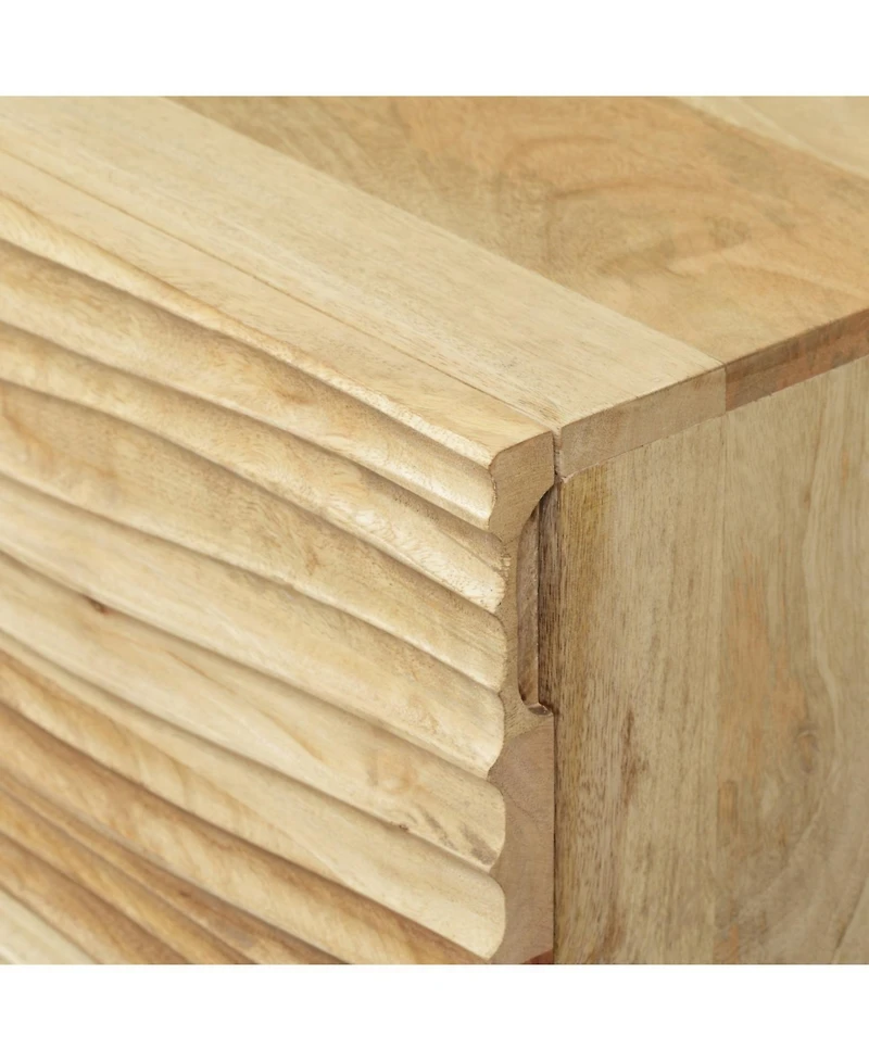 Streamdale Furniture Streamdale Mango Wood Nightstand with Wavy Door